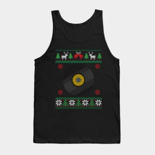 Vinyl Record Ugly Christmas Design Tank Top